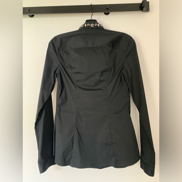 DESIGNER PRADA BLACK SHIRT W EMBROIDERED COLLAR - Picture 8 of 14